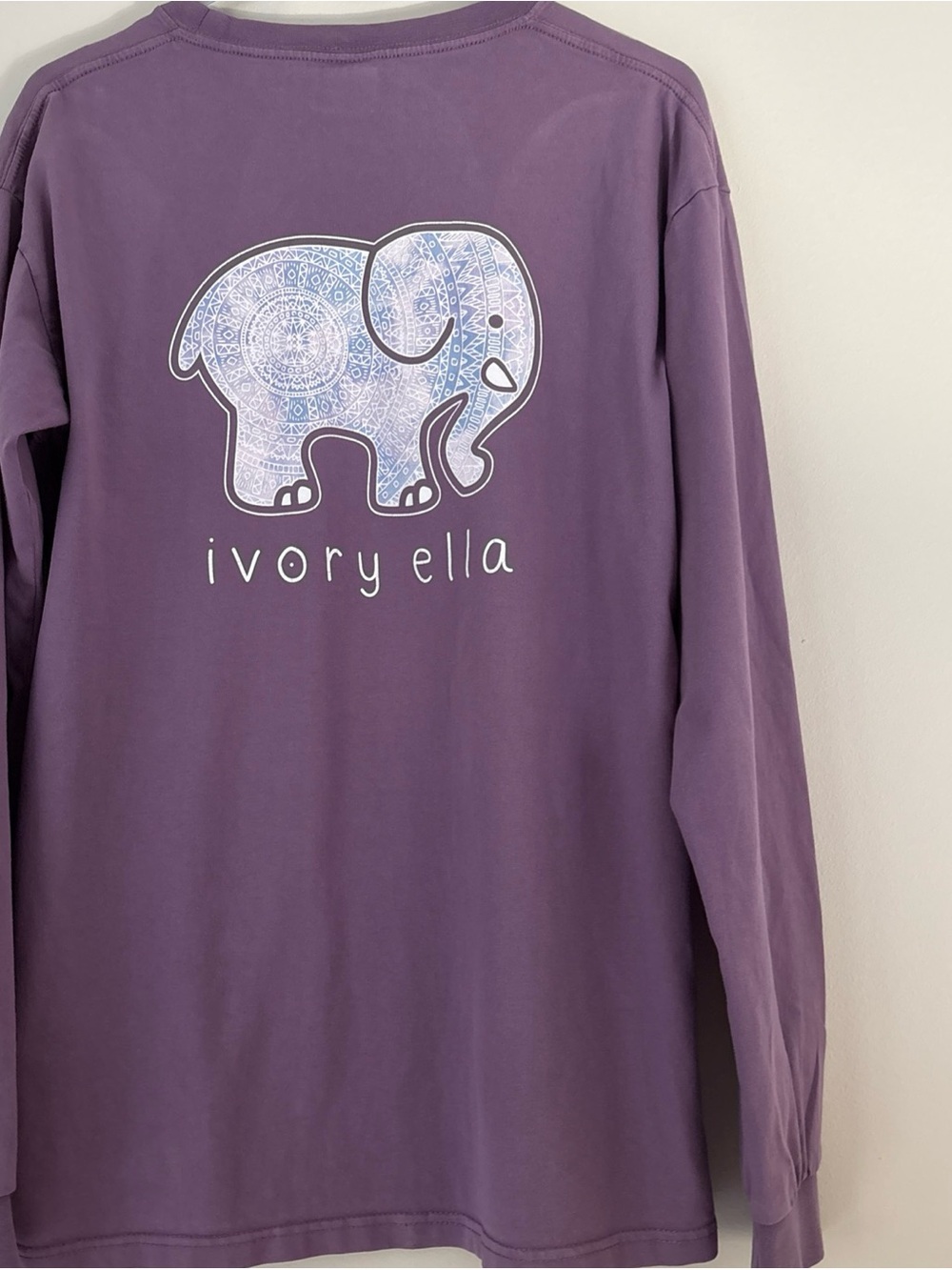 ivory ella Purple Long Sleeve Pocket Tee with White Elephant - Picture 5 of 5